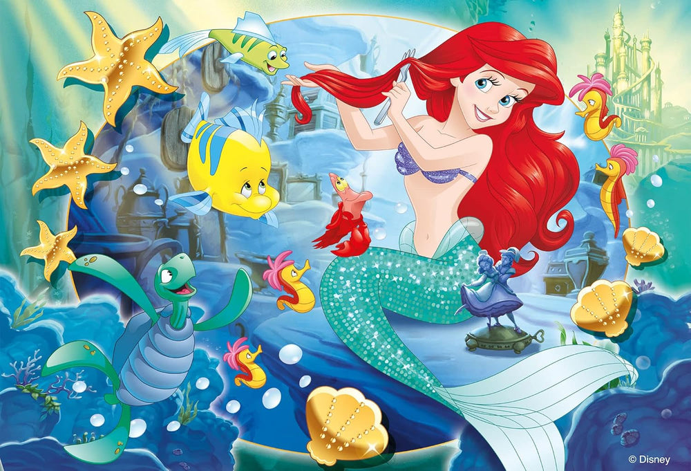 Lisciani - DISNEY Puzzle Ariel - Recreate and color the scenes from your favorite boxes - from 7 years - LARGE PUZZLE with 250 pieces - Encourages dexterity Puzzle Naty Shop