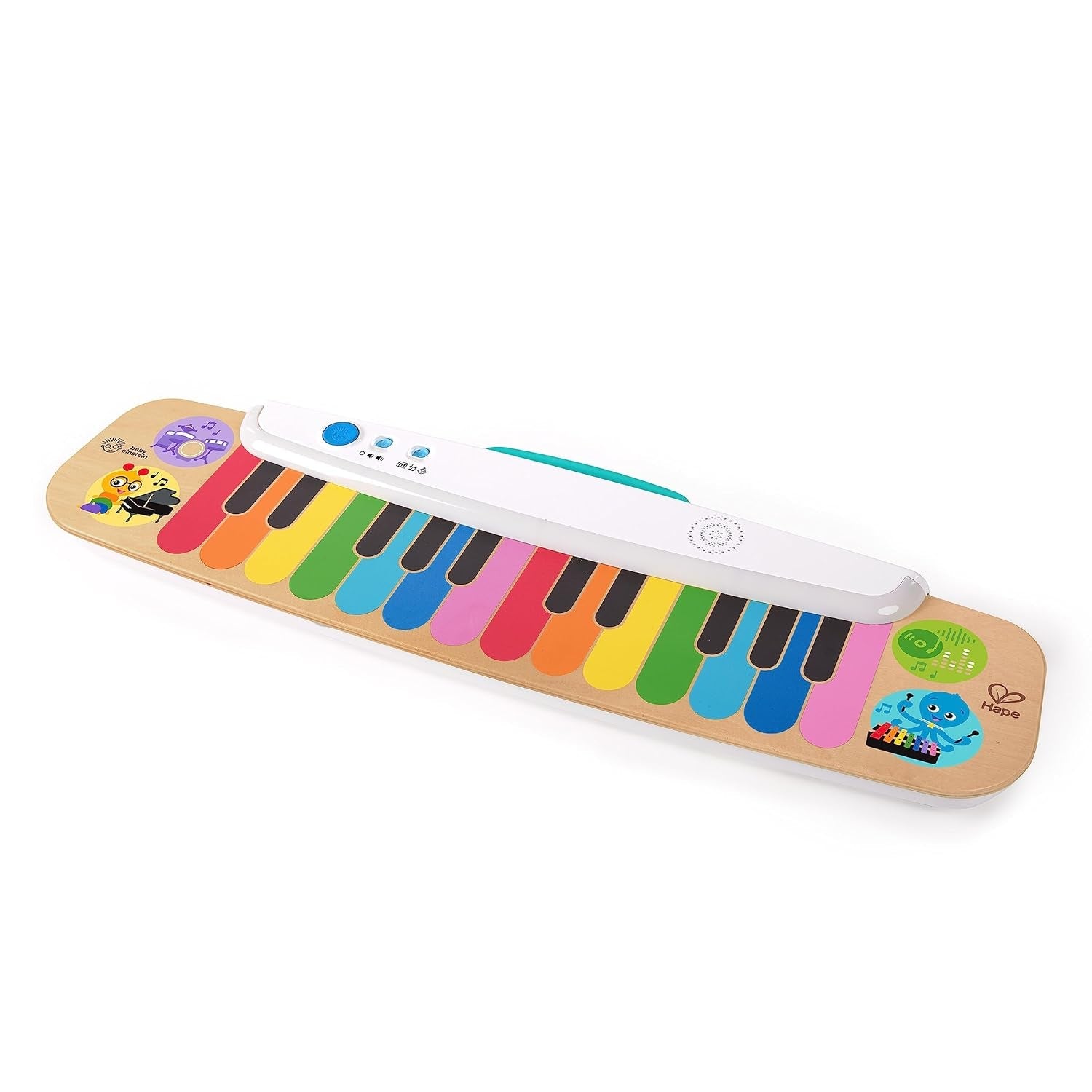 Baby Einstein 12577 Hape Cal's First Melodies Magic Touch Piano Pian muzical de jucărie din lemn cu 3 foi muzicale, 6 melodii, de la 6 luni, multicolor, 1 bucată (pachet de 1) Jucarii Bebe Naty Shop Note și chei