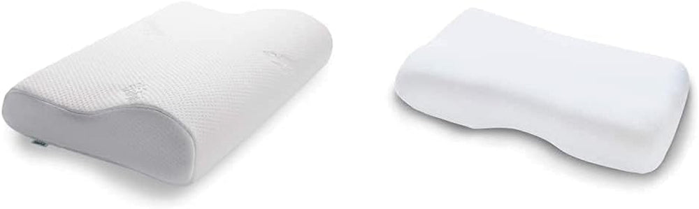 TEMPUR Original Sleeping Pillow Memory Foam, Pernă ergonomică de susținere a gâtului pentru cei care dorm lateral și pe spate, Fermă, M (50 X 31 X 10/7 Cm), Alb Perne ortopedice cervicale Naty Shop Pachet cu husă de pernă, alb Jr (40 X 26 X 7/4 Cm)