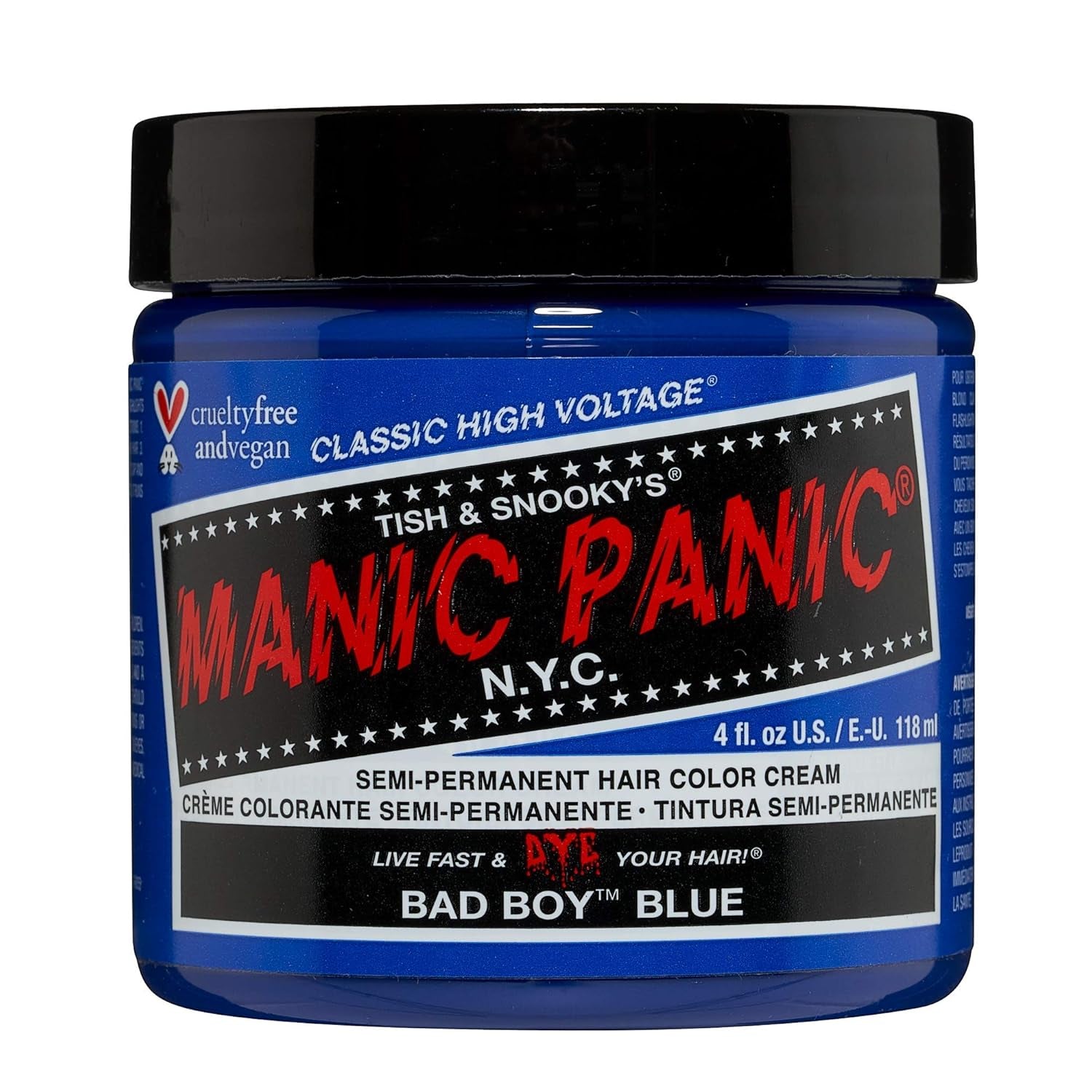 Manic Panic Electric Lizard Classic Cream, vegan, fără cruzime, vopsea de păr verde semipermanentă 118ml Vopsea pentru par Naty Shop Bad Boy Blue 118 Ml (1 pachet)