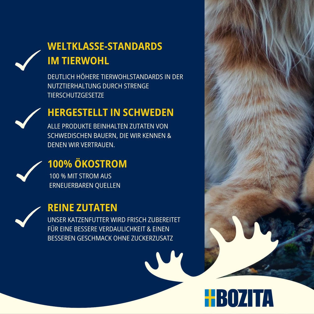 Bozita Mousse Chicken – 12 x 85 g hrană umedă pentru pisici cu textură fină de mousse și pui – rețetă fără cereale, fără zahăr adăugat – cu postbiotice pentru a susține o floră intestinală sănătoasă