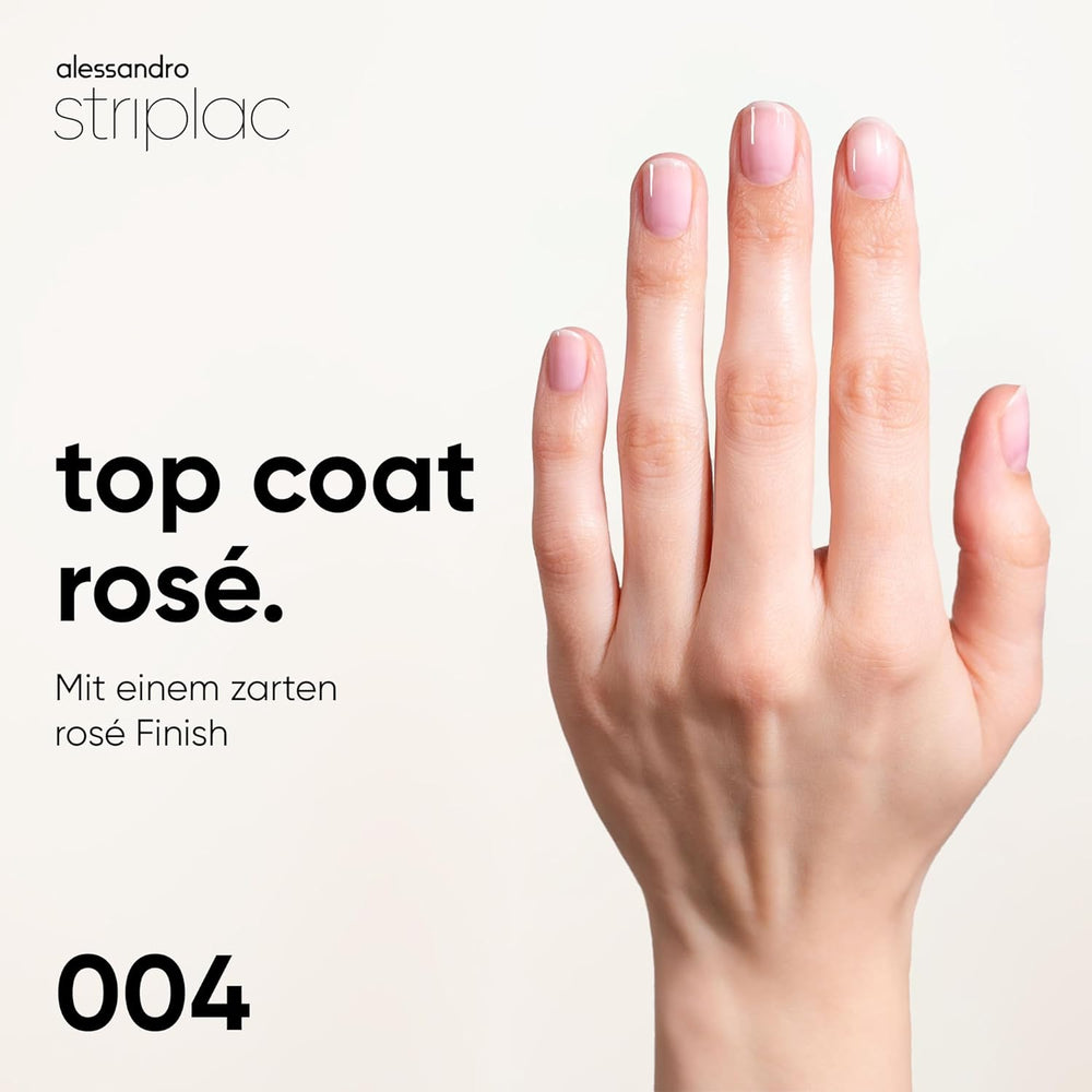 alessandro Striplac UV Top Coat Rosé - Bright, scratch-resistant nails up to 15 days - Can be used with or without color - Gentle removal technology - Vegan - Pink, Transparent, 6.5 ml
