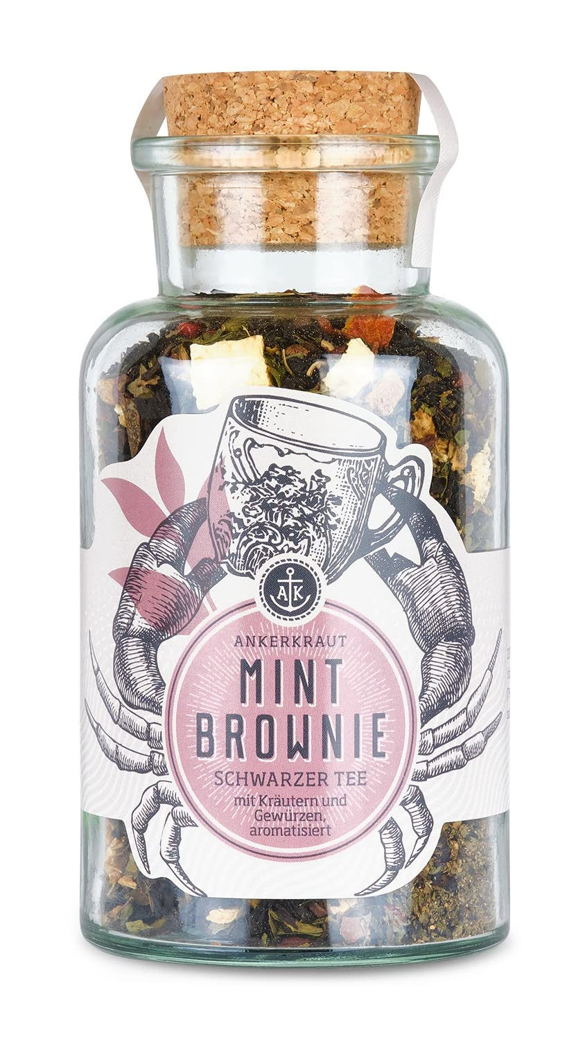 Ankerkraut Mint Brownie Ceai negru, ceai negru pentru infuzare, frunze libere, cu mentă și cacao, 90 g în borcan de plută