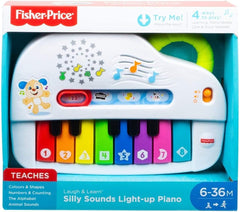 Fisher-Price Baby's first keyboard - pian portabil de jucărie cu 4 opțiuni de redare, cântece, lumini și sunete, învățare jucăușă, versiune: UK-English , GFK04 Jucarii Bebe Naty Shop