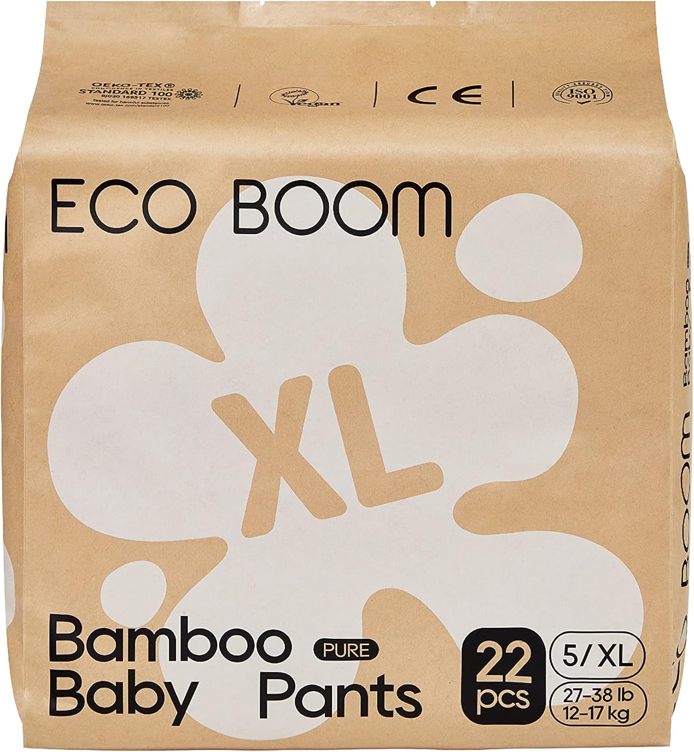 ECO BOOM Bamboo Baby Diapers - Size 6 (20kg), Plant-Based Pull-Up Diapers (17pcs) - Premium Organic, Fragrance Free, Skin Friendly, Super Absorbent