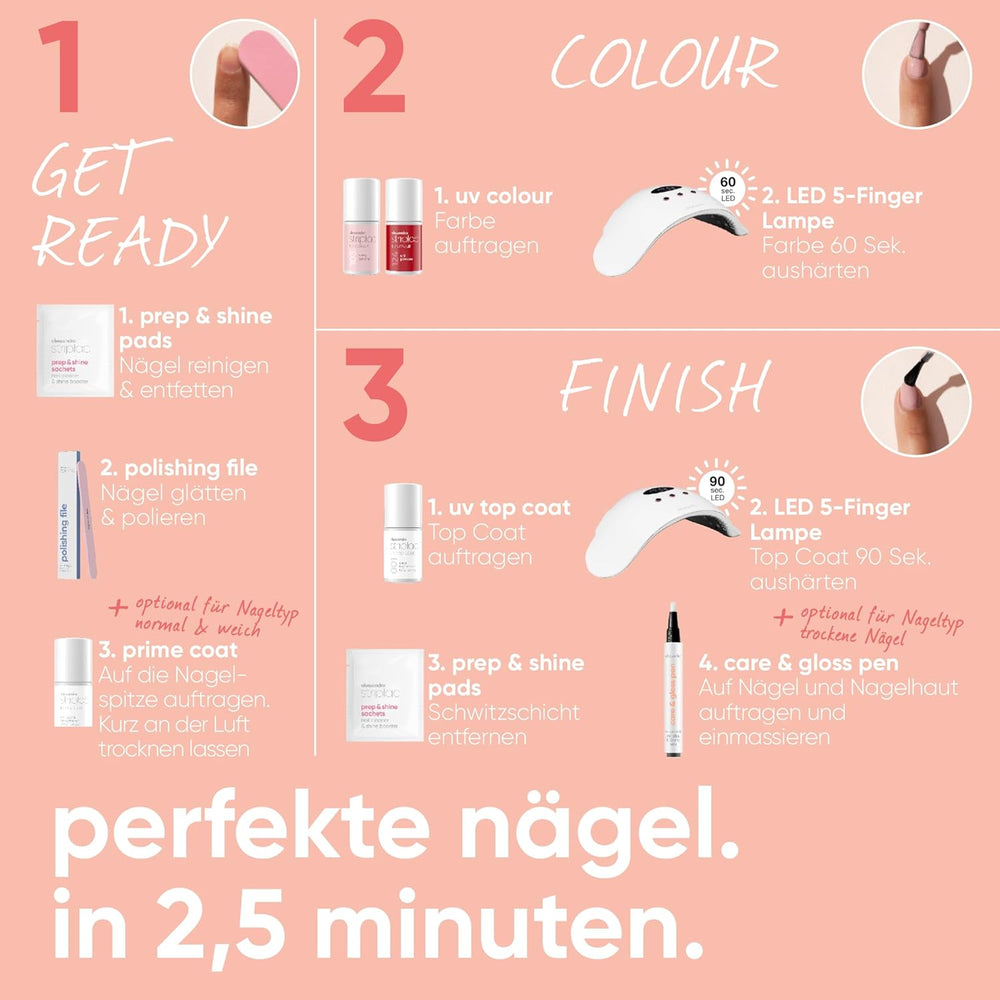 alessandro Striplac UV Top Coat Rosé - Bright, scratch-resistant nails up to 15 days - Can be used with or without color - Gentle removal technology - Vegan - Pink, Transparent, 6.5 ml