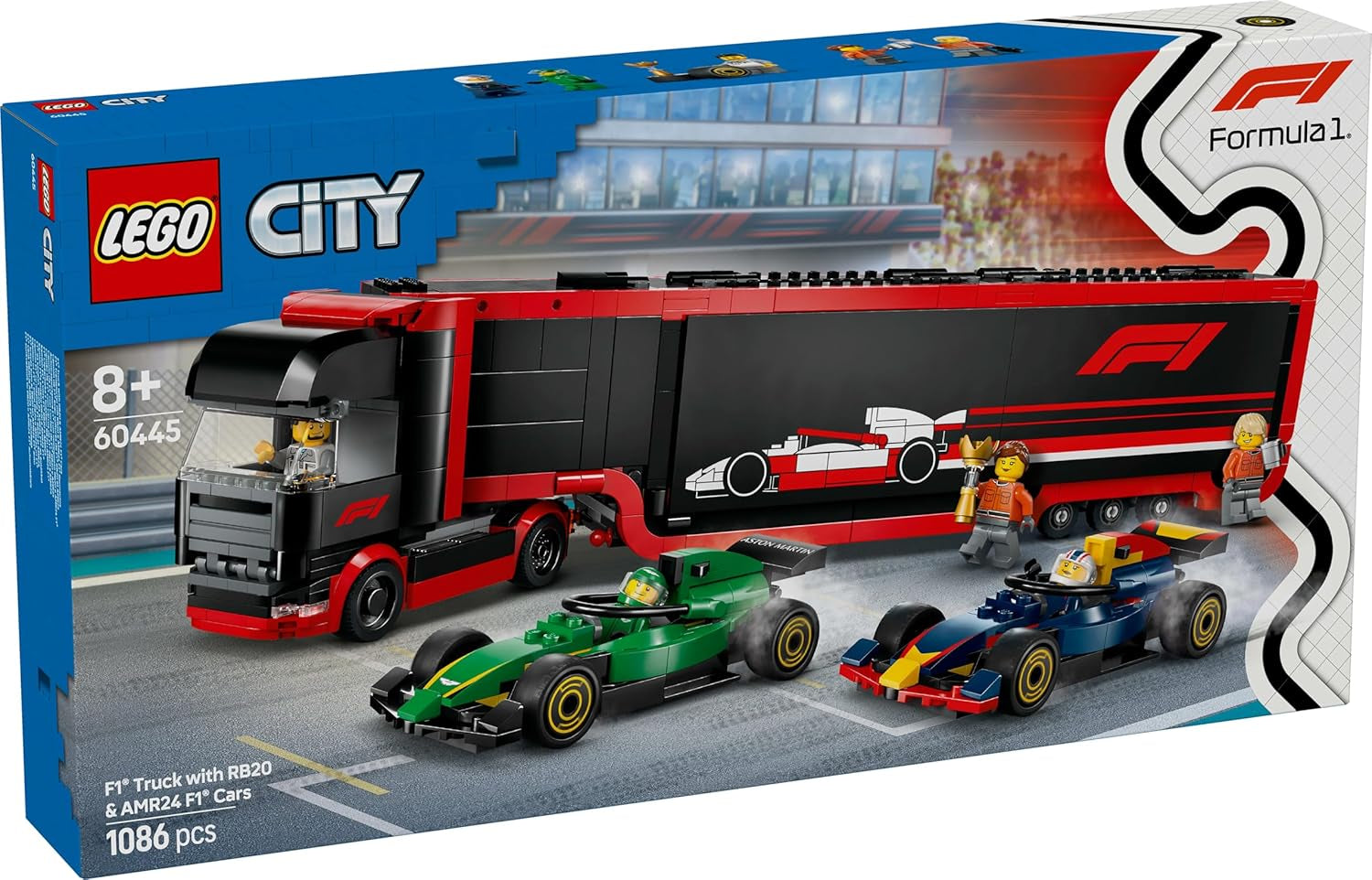 LEGO City F1 Transporter with RB20 & AMR24 F1 Racing Cars - Toy Car Transporter for Red Bull & Aston Martin Formula 1 Teams - Incl. 5 Minifigures - Gift for Boys & Girls Ages 8+ 60445 Construction sets Besuche den LEGO-Store