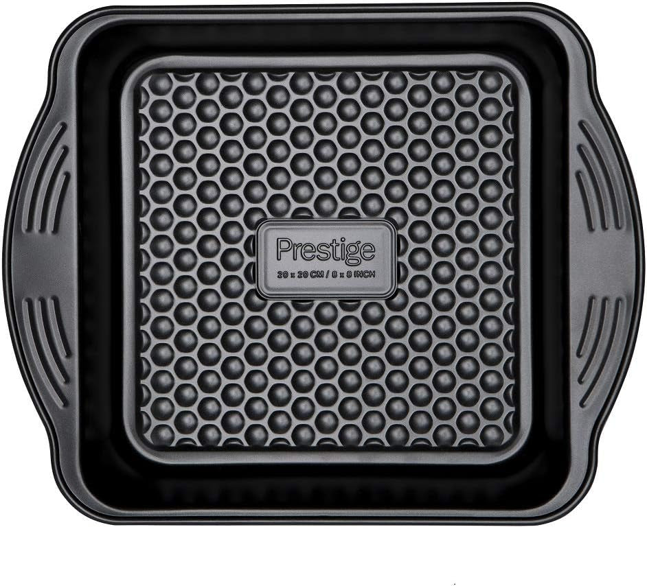 Prestige 48227 Aerolift Muffin Zinn, Carbon Steel, Schwarz Molds and baking trays Naty Shop 20Cm Eckig Kuchenform