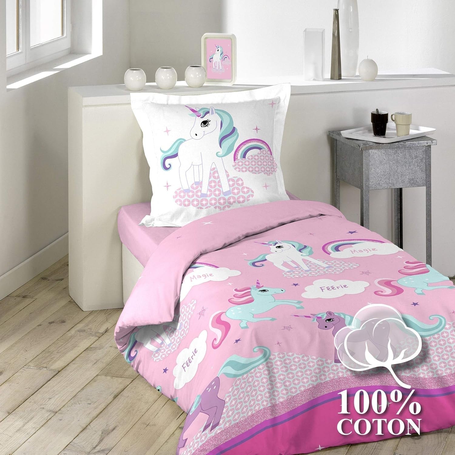Lenjerie de pat Unicorn cu față de pernă, bumbac Lenjerie de pat - copii Naty Shop