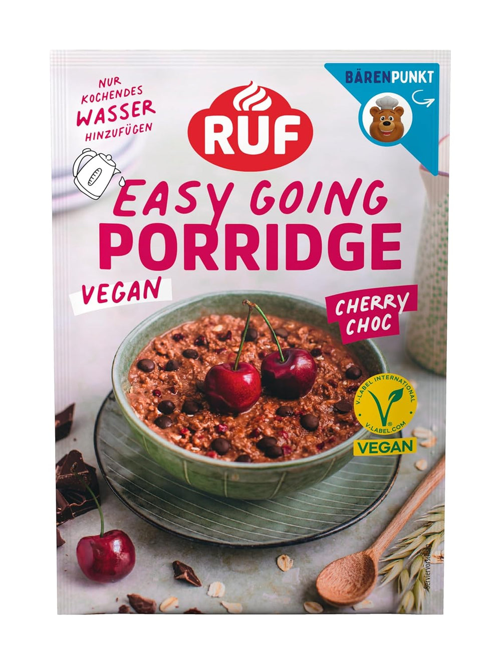RUF Vegan Porridge with Nuts and Oats, oat flakes with almonds, hazelnuts and flax seeds, easy to prepare, in a practical portion pack, 1 x 60 g