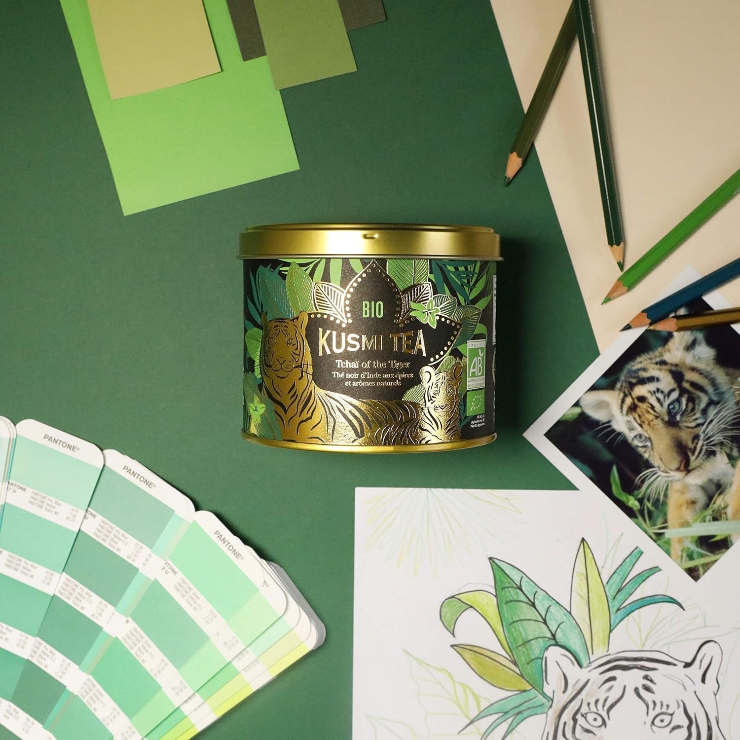 Kusmi Tea - Tchaï of the Tiger - Ceai negru indian organic cu condimente - Ceai Chai - în colaborare cu WWF - Ceai vrac - cutie metalică de 100 g - cantitate pentru aproximativ 50 de cești