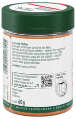 Fuchs Gewürze - Cayenne pepper gemahlen - for einen scharfen Geschmack in all kinds of dishes - natural ingredients - 60 g in wiederverwendbarer, recyclebarer Dose