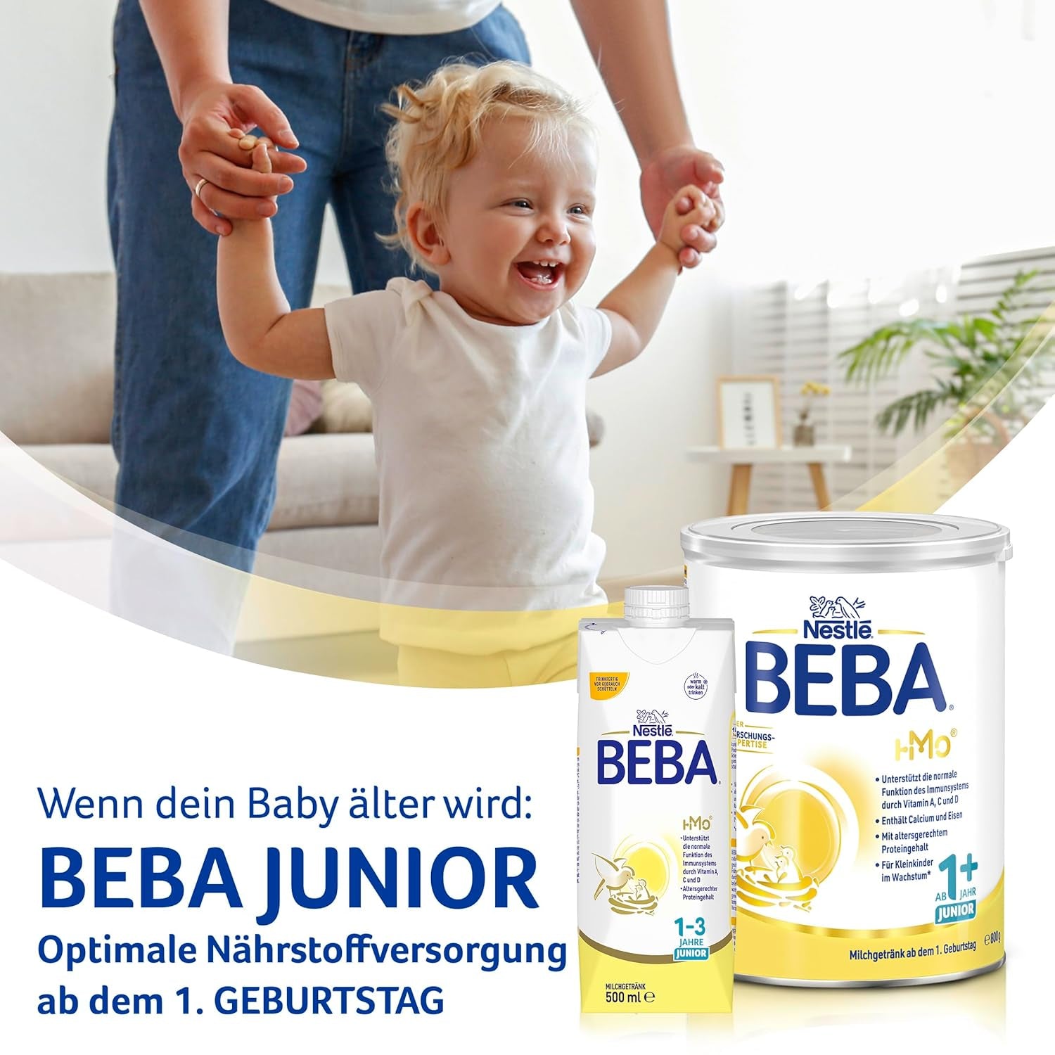 BEBA 2 - Follow-on milk after 6 months, with 5 HMO complex, age-appropriate protein content, lactose-free, palm oil-free, fish oil-free, baby food, baby milk powder, pack of 3 (3 x 800g)