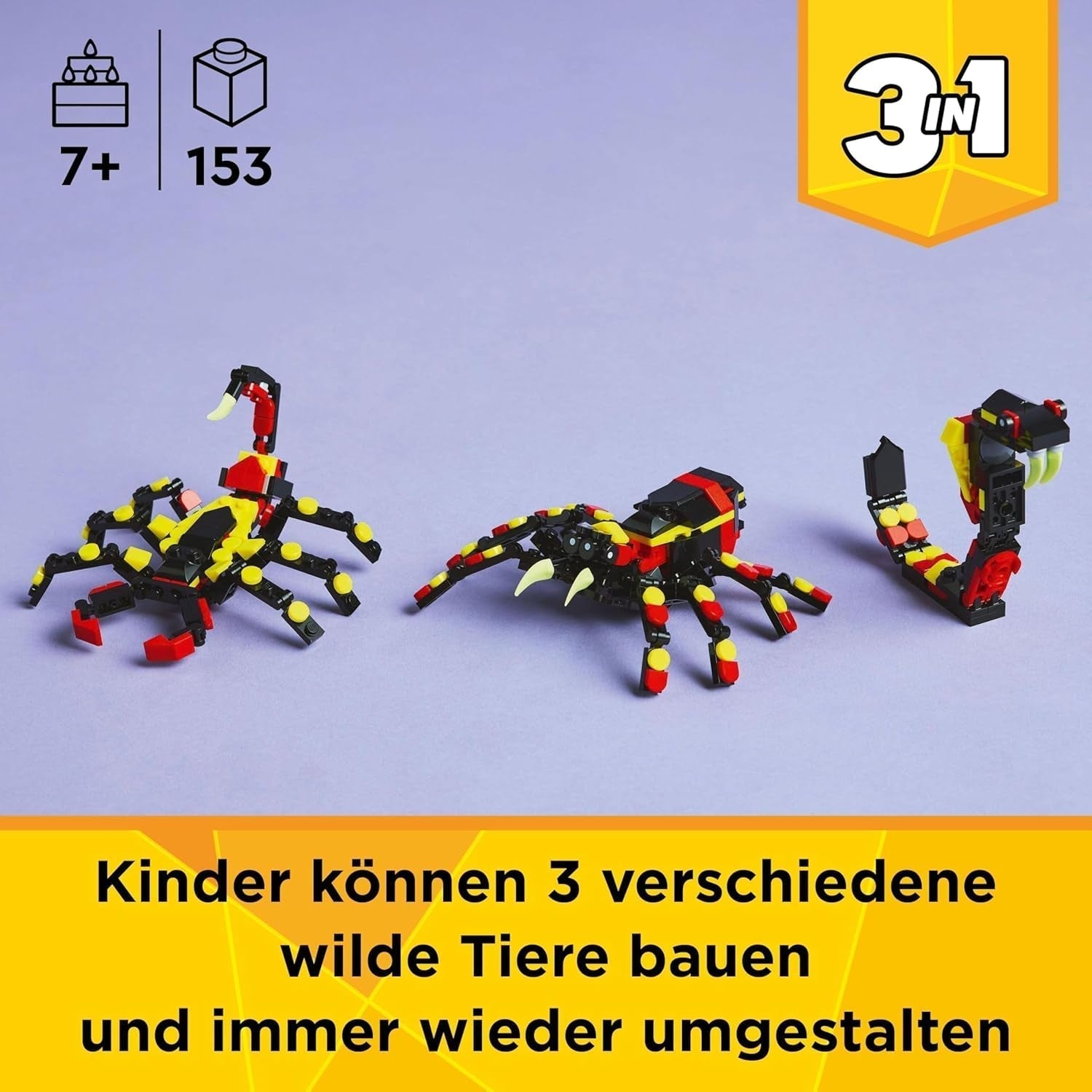 LEGO Creator 3In1 Wild animals: Surprise spider - toy to rebuild into a scorpion or snake figure - building set with 3 models - gift for boys and girls from 7 years 31159 Building sets Besuche den LEGO-Store