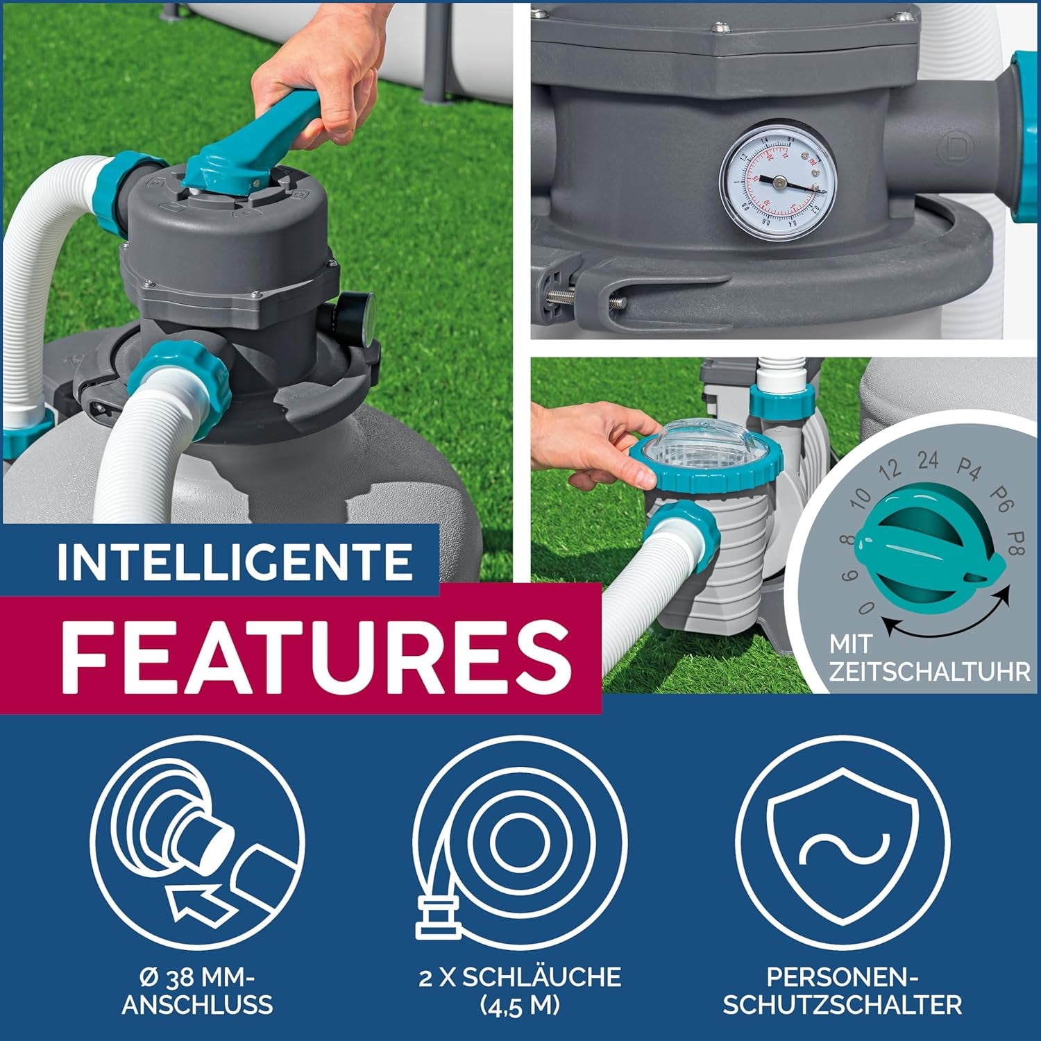 Bestway sand filter system with timer, 5,678 l/h, 230 W