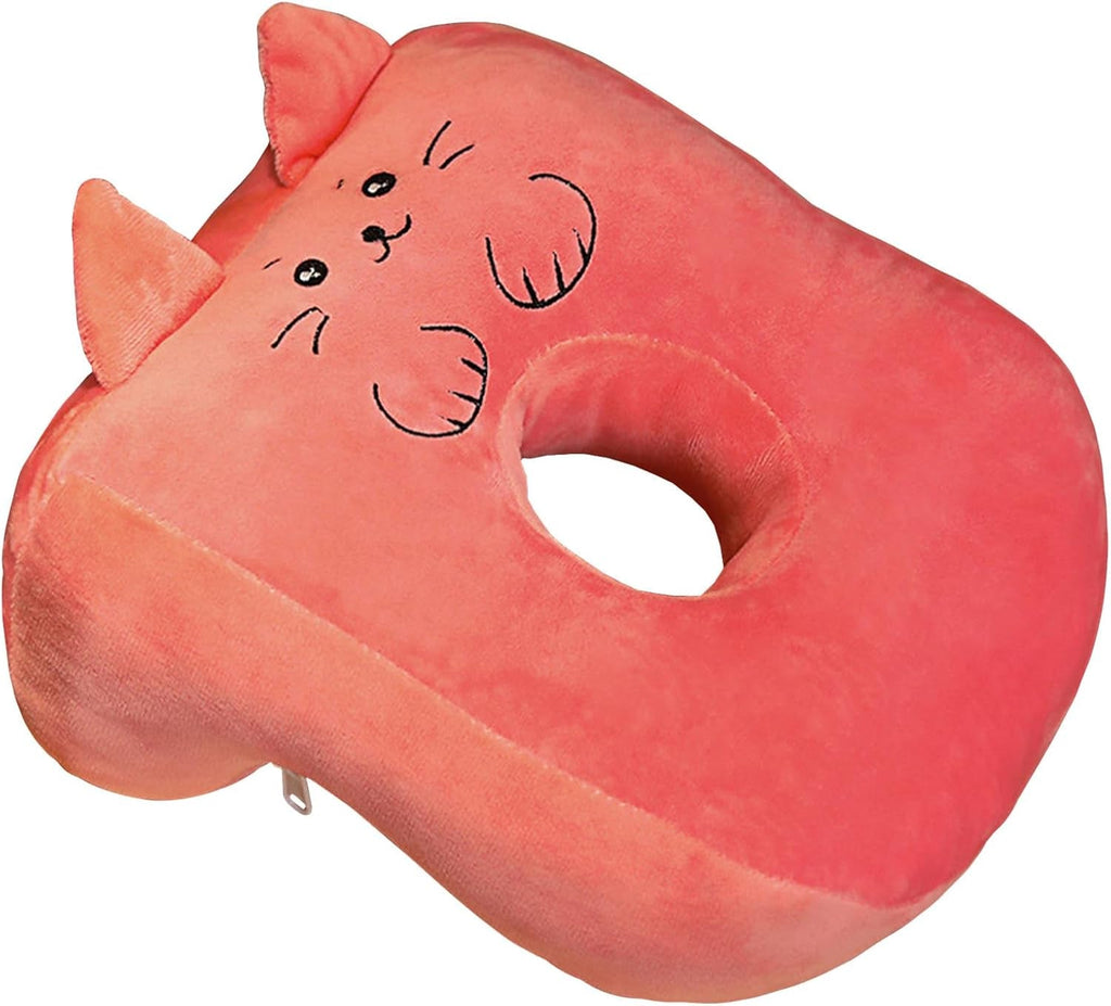 Pernă de somn pentru birou, bumbac de memorie, pernă drăguță cu gaură pentru ureche, pernă de somn moale, pernă pentru urechi pentru dormit lateral pentru femei, fete, copii (pisoi gri) Perne ortopedice cervicale Naty Shop Roz/ pisică