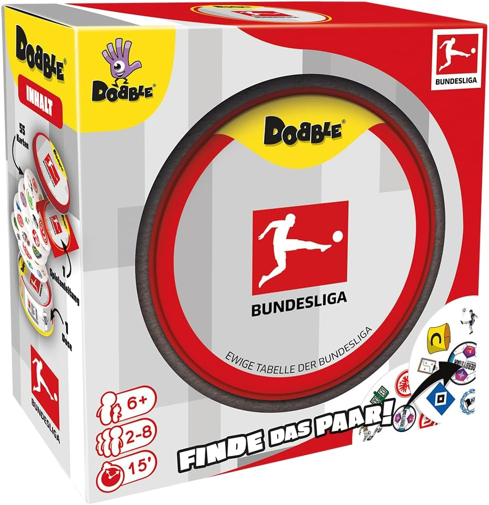 Dobble Bundesliga, family game, card game, 2-8 players, ages 6+, 15 minutes, German
