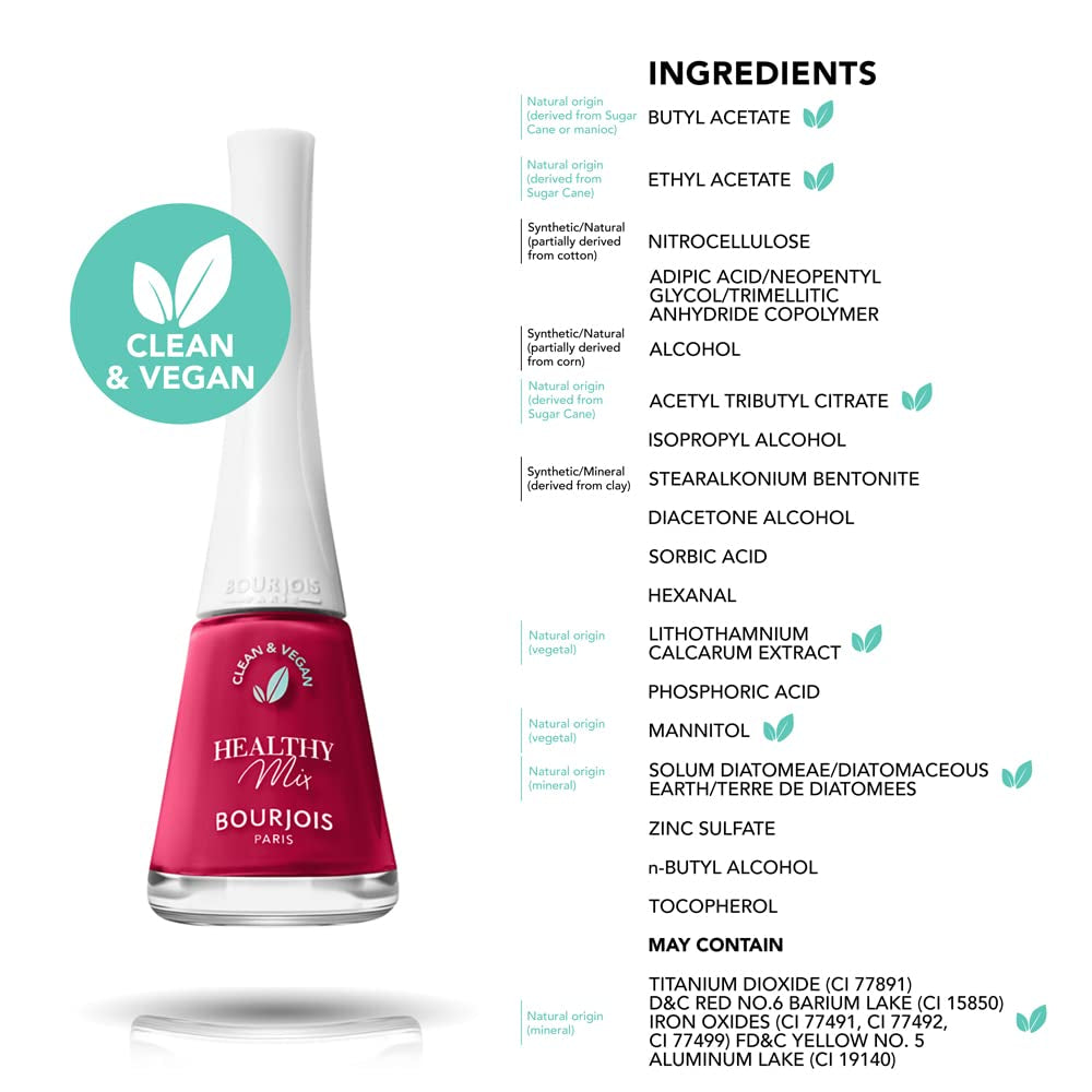 Bourjois - Nail Polish Healthy Mix Clean – 300 GRENAT'DDICTIVE