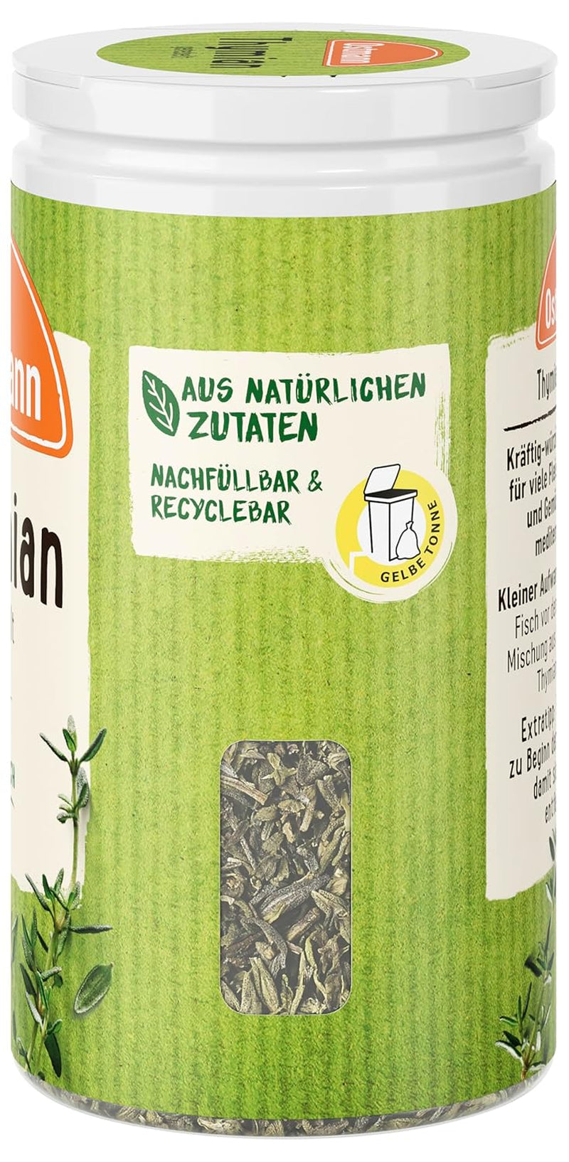 Ostmann Thyme gerebelt 15 g Thyme-Gewürz für viele Fleisch-, Fisch-, Pilz-, und Gemüsegerichte der Mediterranen Küche, Amount: 1 Stück