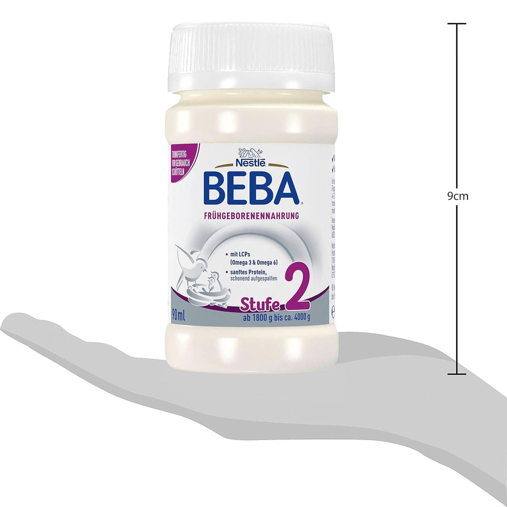 Food for premature babies BEBA Level 2, Special food for premature babies and low-weight newborns, ready to drink, pack of 32 (32 x 90 ml) Naty Shop