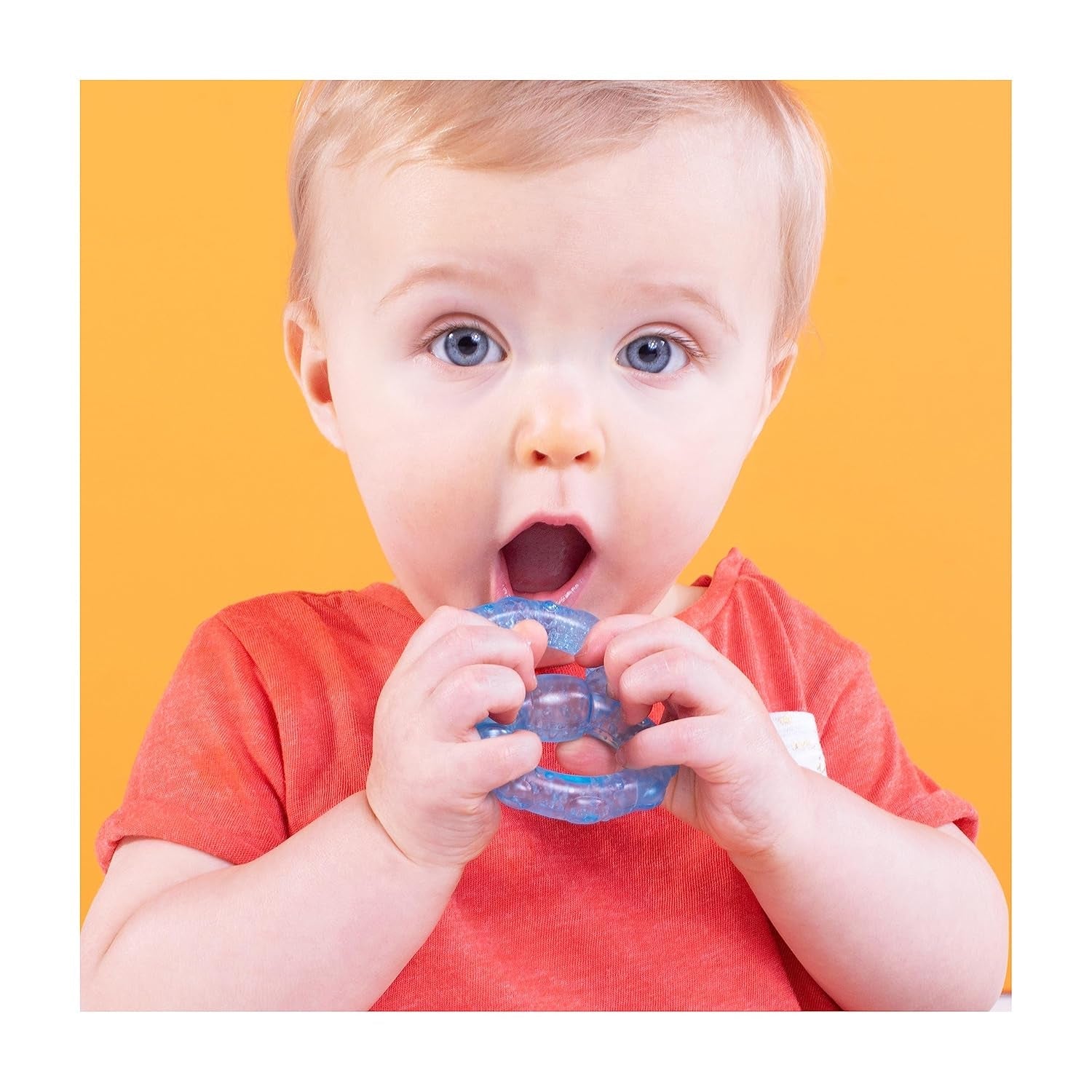 Inele de dentiție Bright Starts Stay Cool, răcoritoare, turcoaz/albastru/roșu, ușor de ținut în mână, tehnologie de răcire de lungă durată, fabricate din silicon, fără BPA