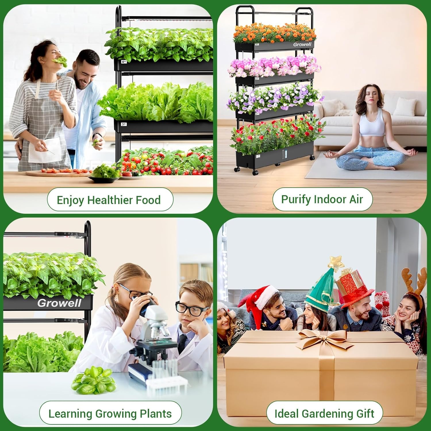 Large Hydroponic Grow System Kit 120 Capsules Vertical Hydroponic Garden with 2 Lighting Modes Grow Light Automatic Water Circulation System 48L Indoor Herb Gardening System