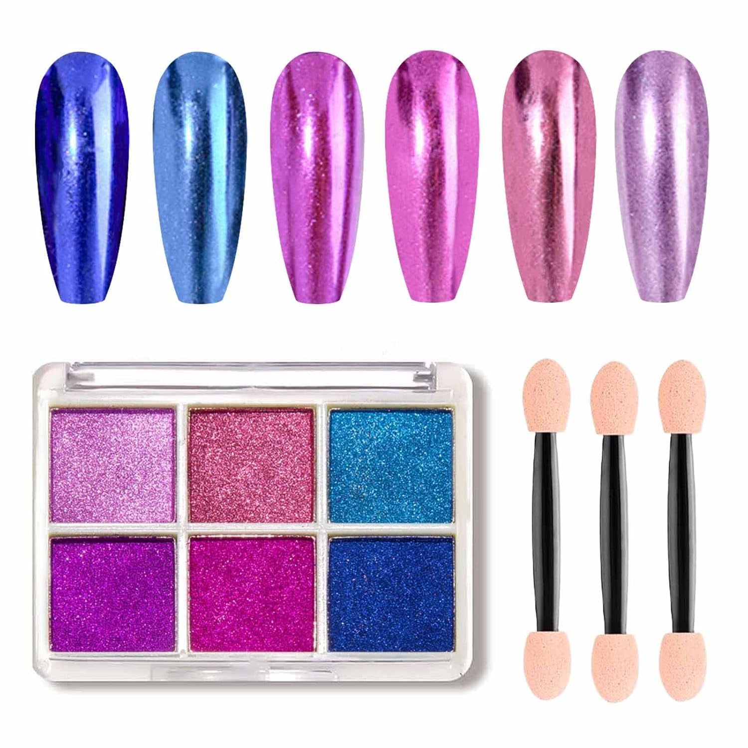 GZMAYUEN Chrom Pulver Für Nägel 6 Farbe Mirror Chrome Nail Powder Pigment Powder Nail Art