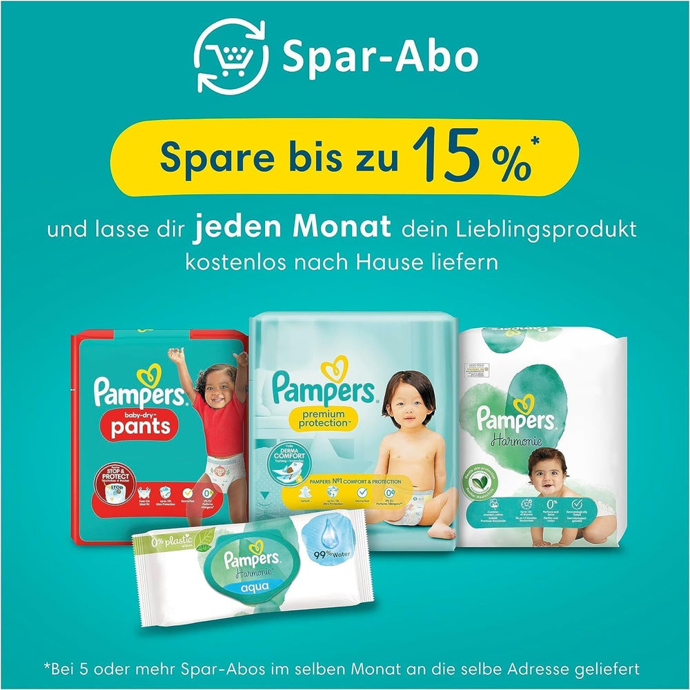 Scutece Pampers pentru bebeluși, mărimea 2 (4-8 kg), Harmony, cutie pentru jumătate de lună, protecție delicată a pielii și ingrediente pe bază de plante, 240 bucăți