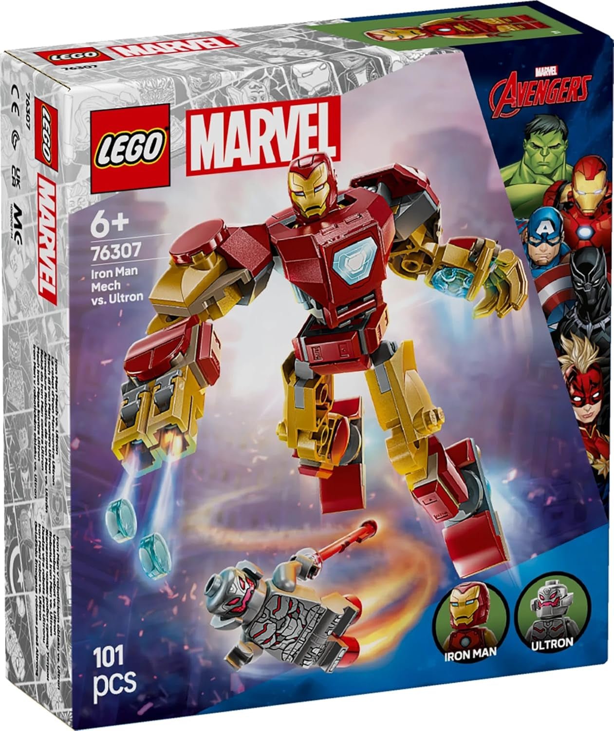 LEGO Marvel Iron Man Mech Vs. Ultron - Superhero Toy with 2 Minifigures - Action Figure with Moveable Arms, Legs and Fingers - Gift for Boys and Girls Ages 6+ 76307 Besuche den LEGO-Store Building Sets