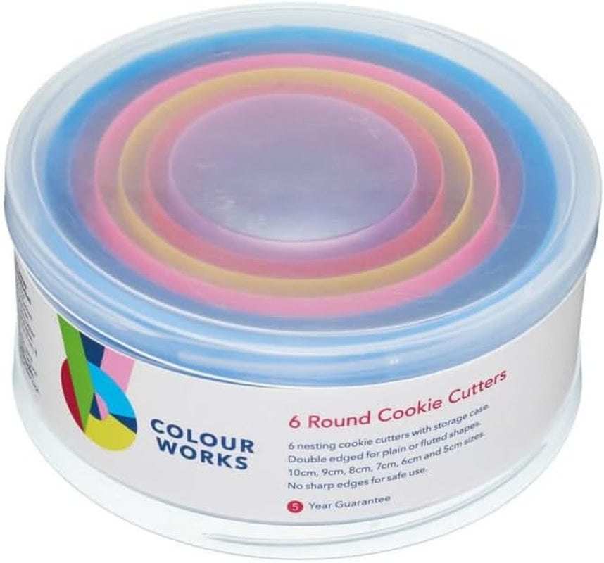 Set de forme pentru biscuiți Colourworks, 6 piese, netede și striate – colorate, rotunde