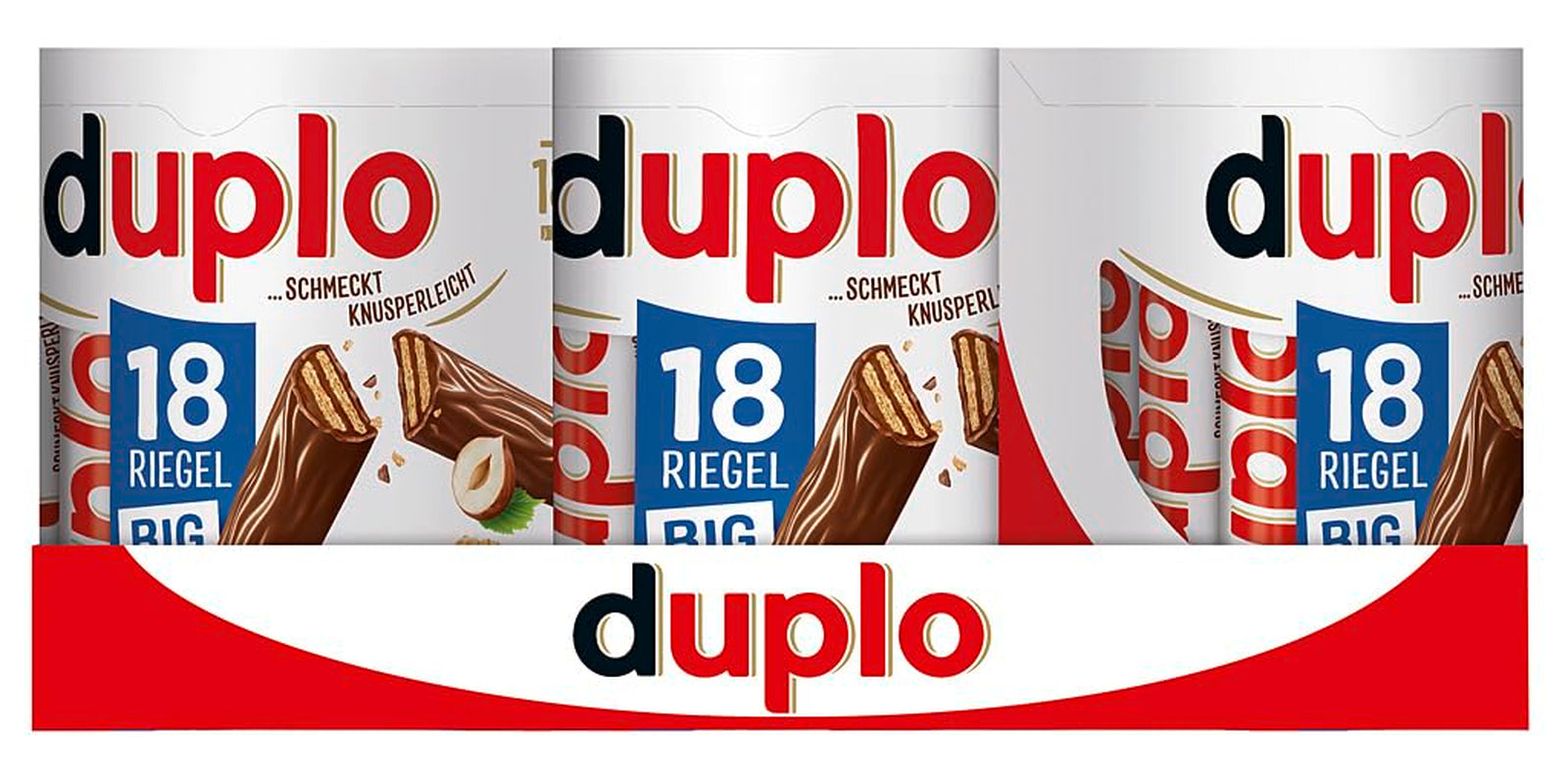 Ferrero duplo Large Pack - Chocolate Bars with Fine Nougat Creme, Crunchy Wafer and Fine Milk Chocolate - Carnival and Mardi Gras Sweets - 15 Packs of 18 Individually Wrapped Bars