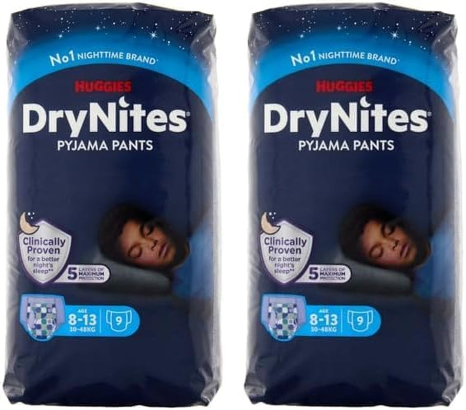 Huggies DryNites Super Absorbent Night Wetting Diapers for Boys 8-13 Years (30-48kg) 27 Count (3 x 9 Count) Panty Diapers
