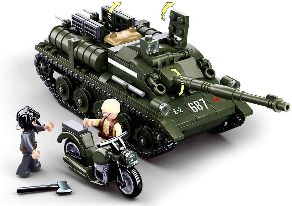 Sluban SL95558, WWII - Alliierter Jagdpanzer(335 Teile)[M38-B0687], Spielset, Klemmbausteine, Soldaten, mit Spielfigur, Army WWII, Multi Color