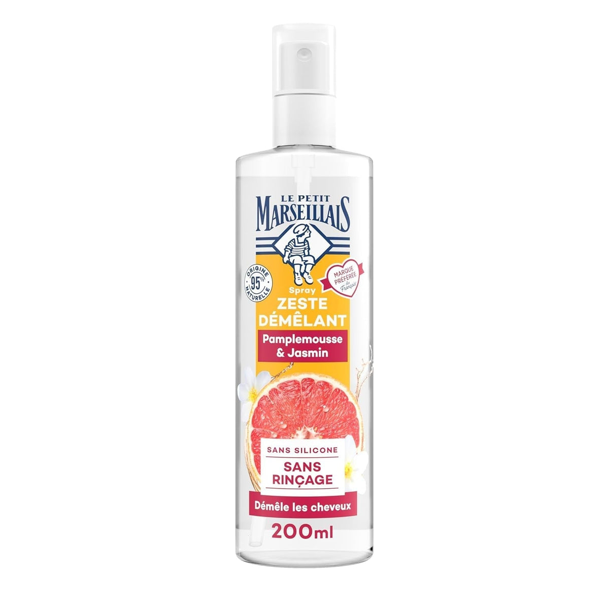 Le Petit Marseillais | Spray de descurcare cu grepfrut și iasomie (flacon de 200 ml) - îngrijire de descurcare fără clătire - 95% de origine naturală și fără silicon Produse pentru descurcarea părului Naty Shop Titlu implicit