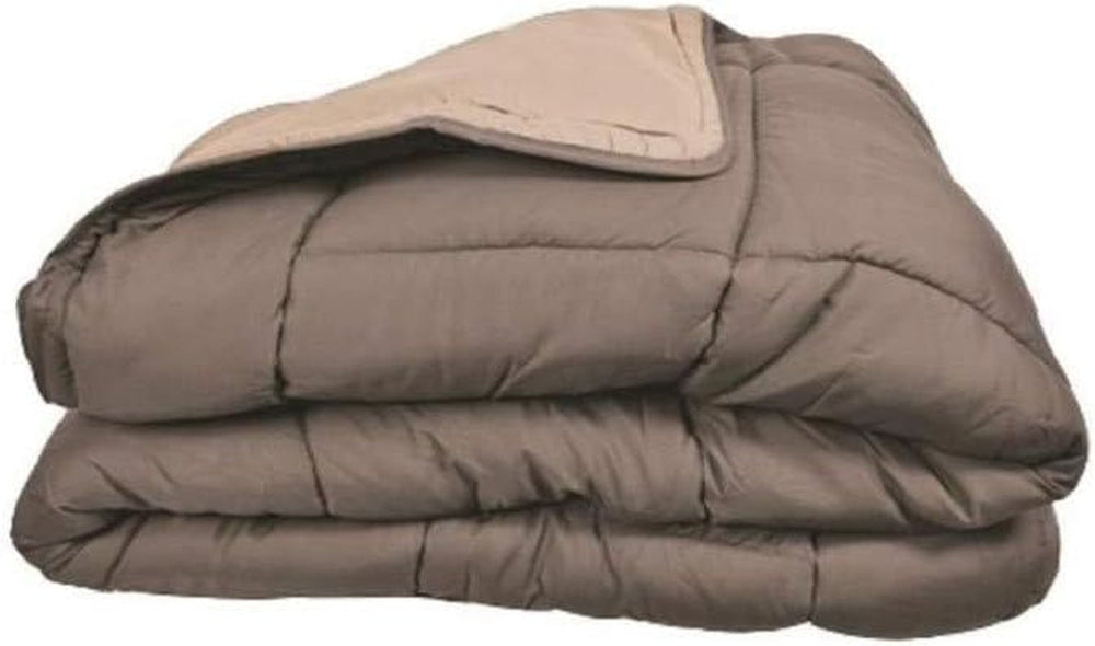 Poyet Motte Washable quilt with fixed cover - 140X200 Cm - Petrol blue/mastic beige Quilts and quilts Naty Shop Taupe/lin 200X200X1 Cm