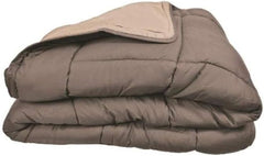 Poyet Motte Washable quilt with fixed cover - 140X200 Cm - Petrol blue/mastic beige Quilts and quilts Naty Shop Taupe/lin 200X200X1 Cm