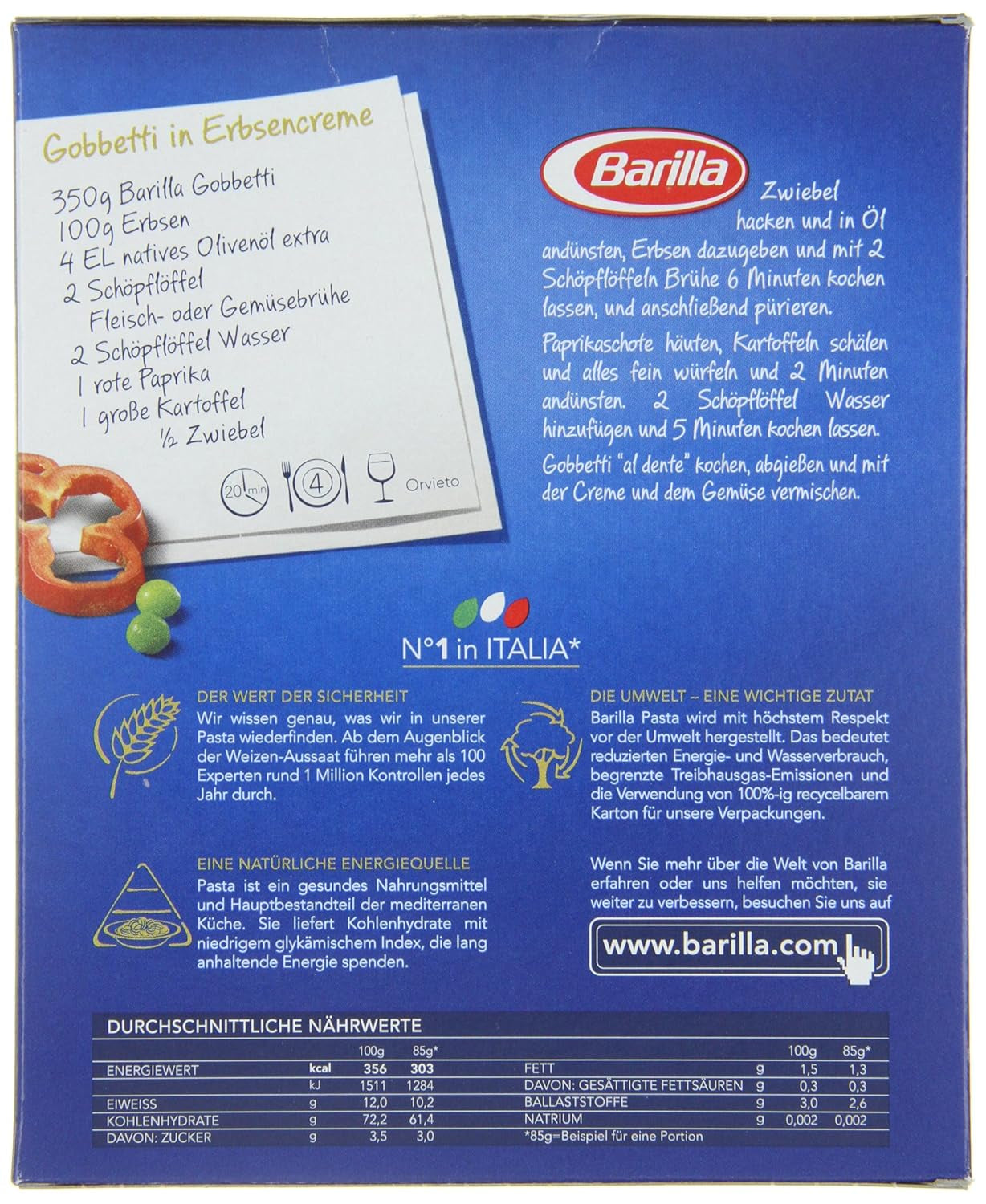Paste Barilla Classic Gobbetti nr. 51 din grâu dur, întotdeauna al dente (1 x 500 g)