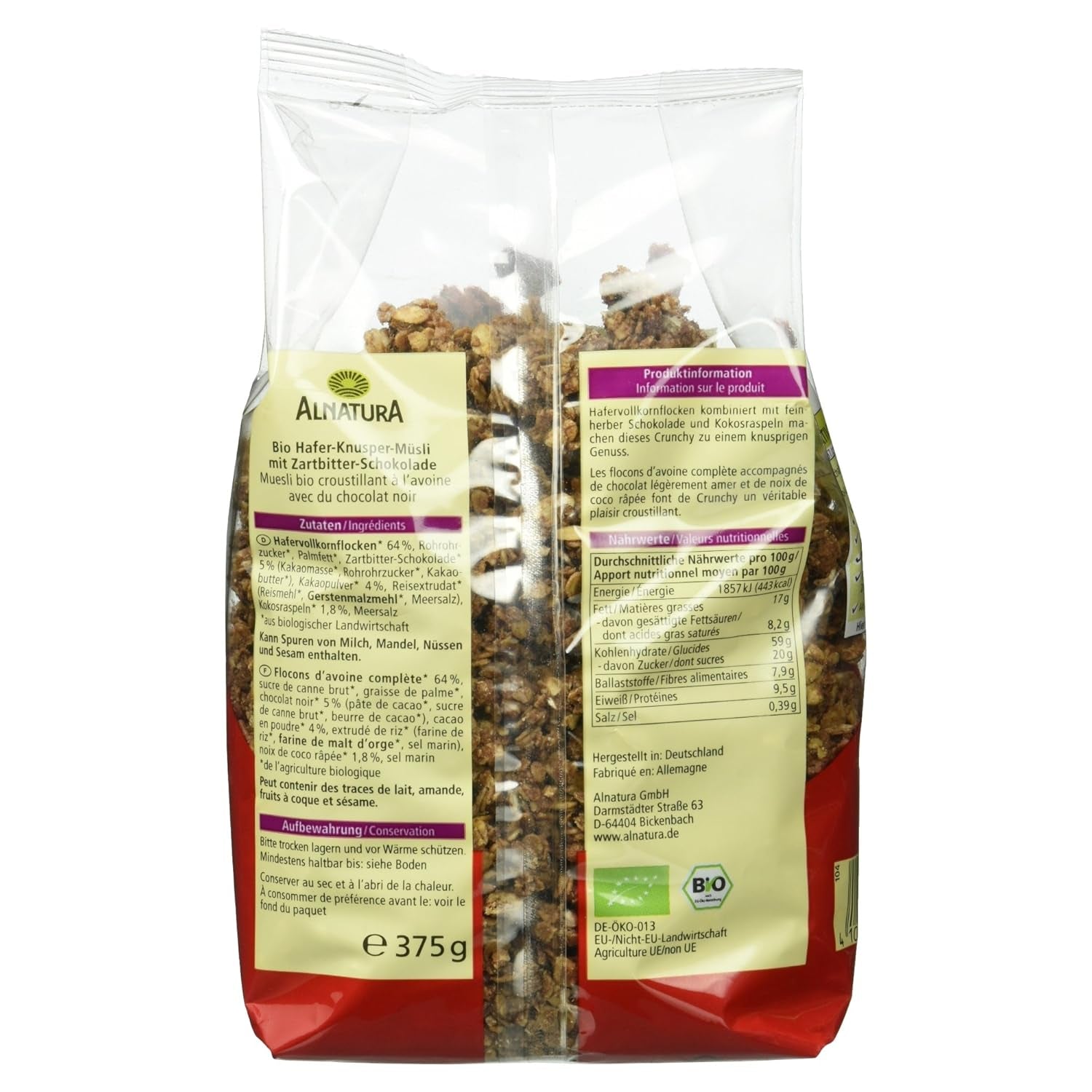 Crispy oat cakes with organic chocolate, 375g