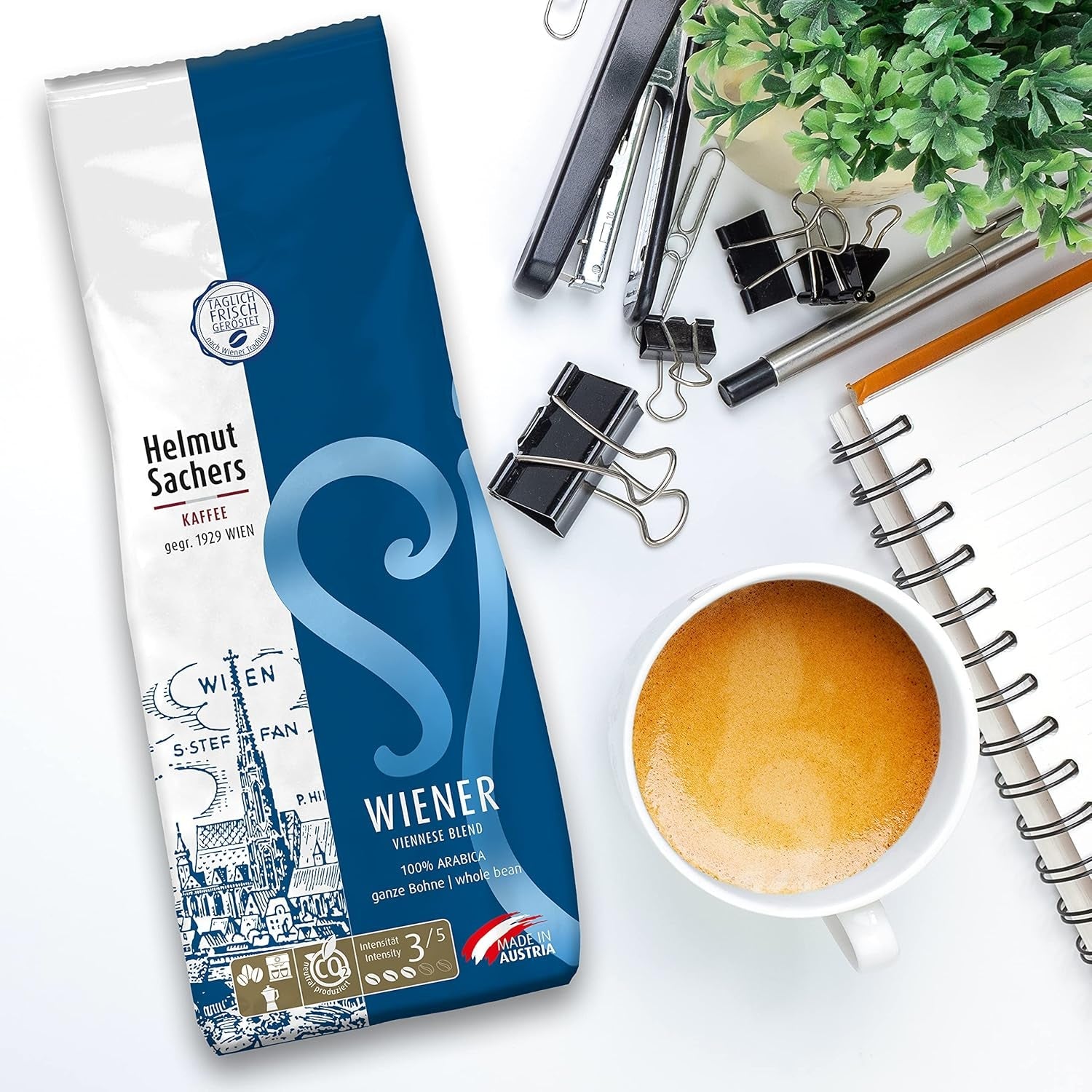 Helmut Sachers Kaffee - amestec vienez, cafea Viennese Melange din boabe Arabica de primă clasă, prăjite în Austria Cafea Naty Shop