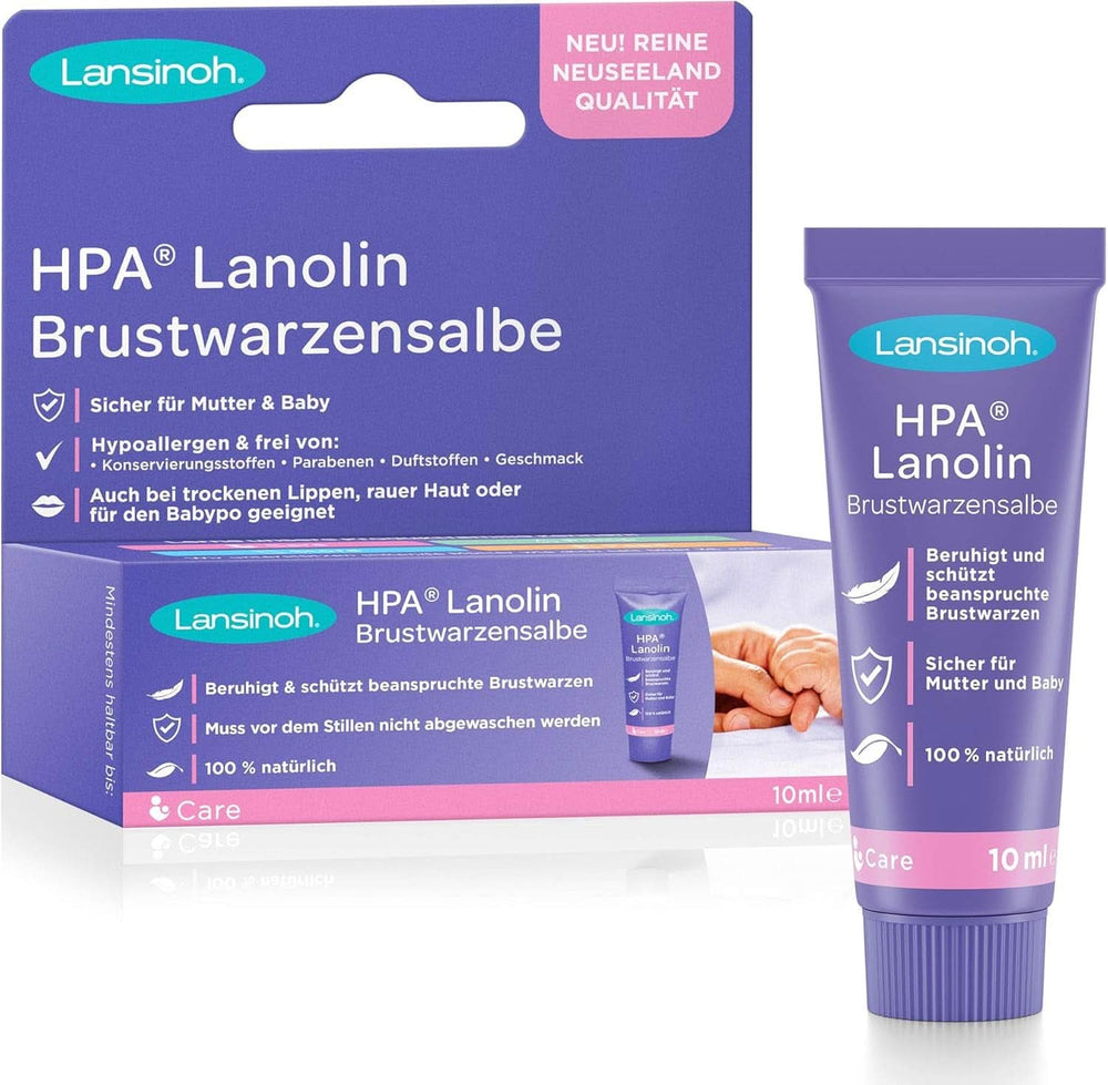 Lansinoh HPA Lanolin Brustwarzensalbe, 10 Ml - 100% Natürlich - Beruhigt & Schützt Beanspruchte Brustwarzen - Klimaneutral, 10940, Farblos Food and Breastfeeding Accessories Bebe Naty Shop 10 Ml (1Er Pack)