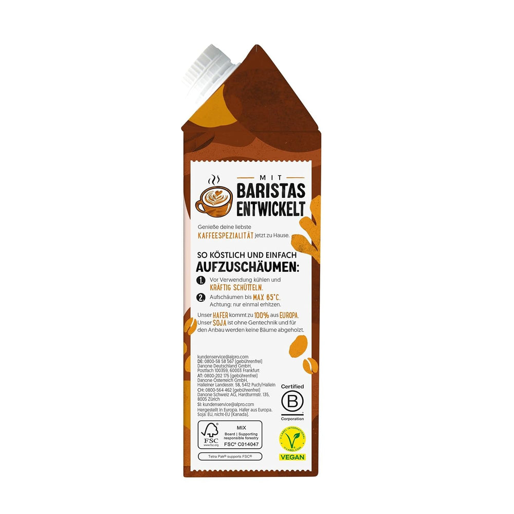 Alpro Barista Karamell – Zum Aufschäumen – Von Natur aus laktosefrei – 8 x 750 ml – Haltbar