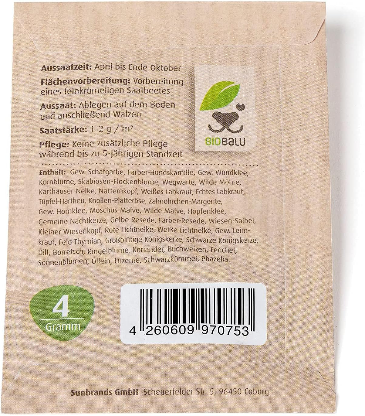 Bienenweide Samentütchen - Blumenwiesensamen Mehrjährig - Blumensamen Als Hochzeitsgeschenk, Gastgeschenk, Werbegeschenk, Werbeartikel Personalisiert (100 X 4G)