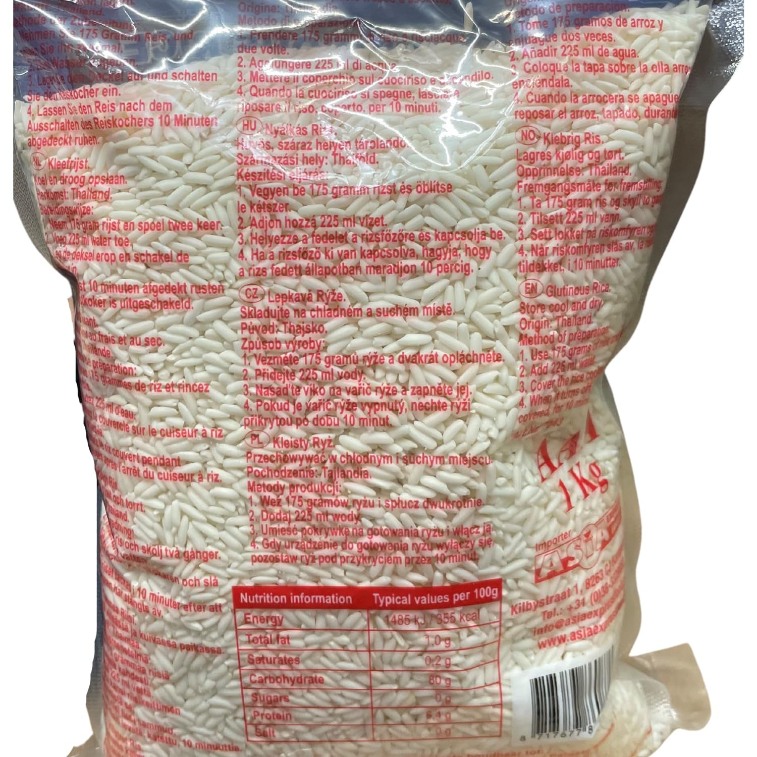 ROYAL THAI RICE - Sticky rice - 10 x 1 KG - Multipack