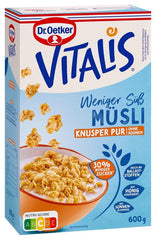 Dr. Oetker Vitalis Less Sweet Crunchy Pure: Crunchy muesli with 30% less sugar, pack of 5 (5 x 600g)