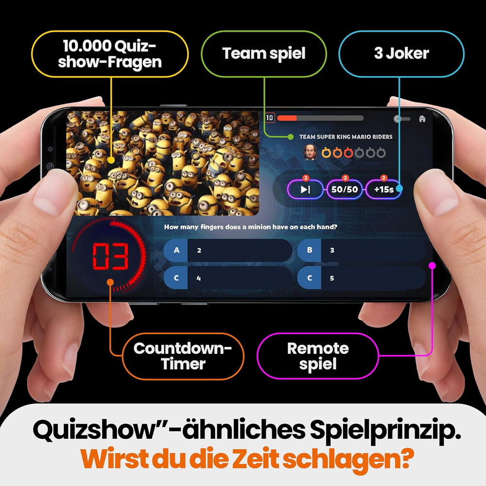 Outsmarted – Digital Quiz Board Game | Children, adolescents and adults | Next Generation Gaming Night for Family and Friends | 2–24 players | Ages 8+ | Over 10,000 questions