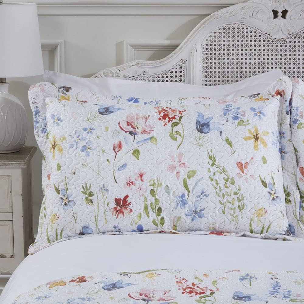 Emma Barclay Spring Meadow Floral Quilted Bedspread Set Spring Meadow Bedspread Double Bed Multi, Polyester Emma Barclay Beds and Blankets