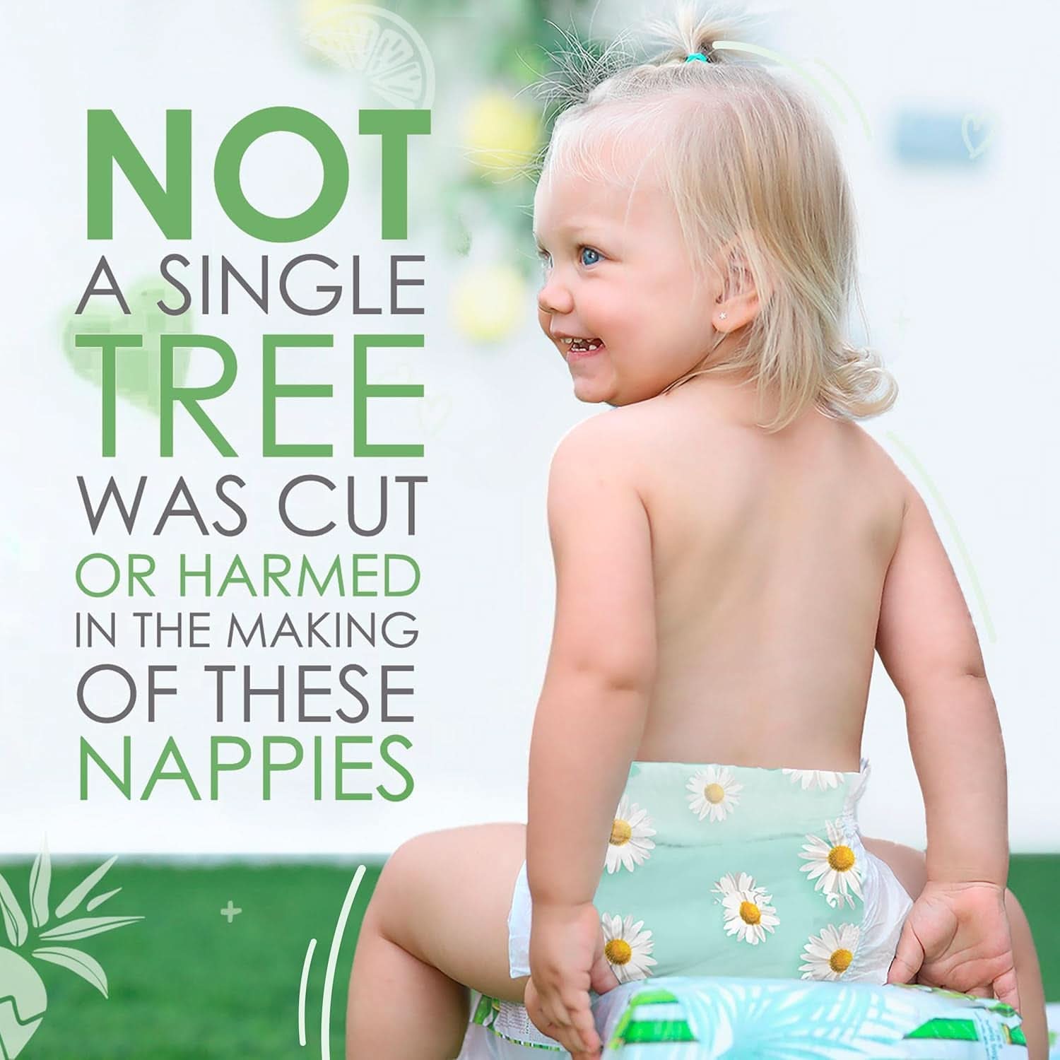 Pureborn Eco organic bamboo diapers, size for newborns up to 5 kg, ultra-soft, hypoallergenic, with moisture indicator, various prints Mother and Child Naty Shop