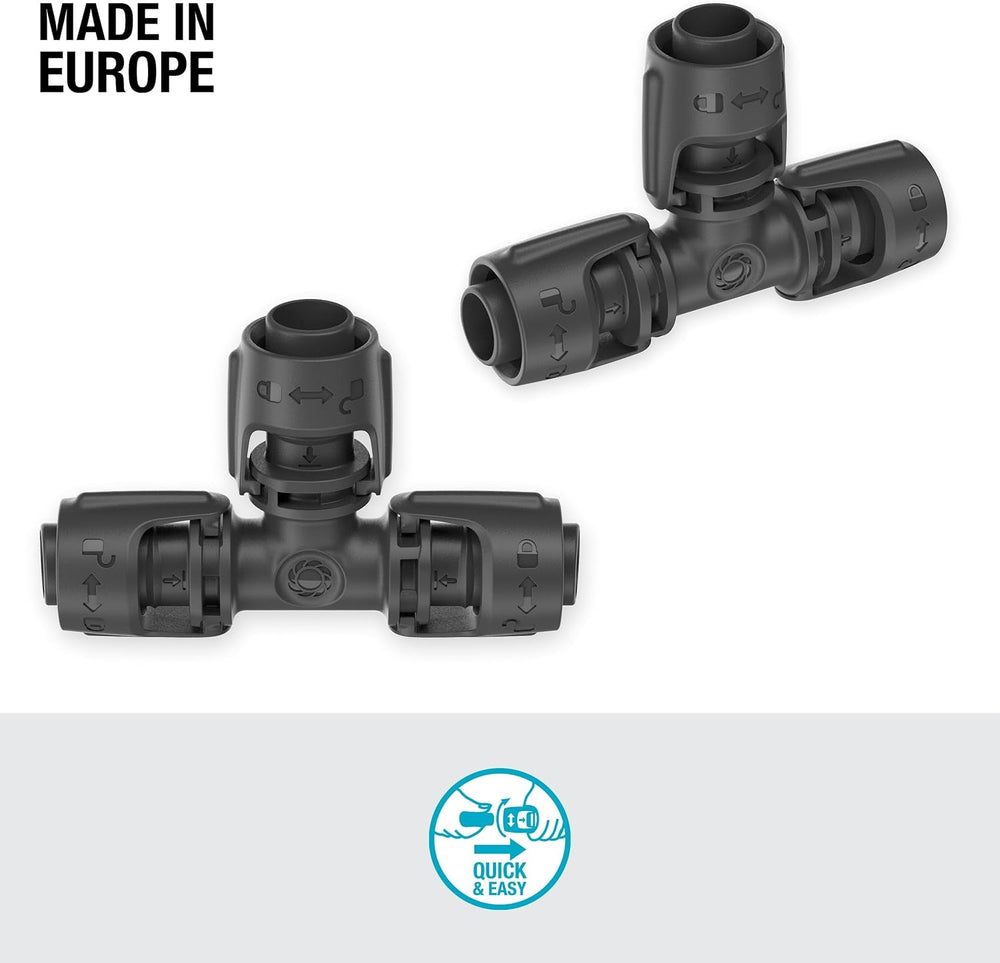 Piesă în T pentru sistem de irigare Gardena Micro-Drip 13 mm (1/2 inch): Conector pentru țevi de alimentare de 13 mm, ramificație în formă de T, irigare automată, reutilizabilă (13201-20)