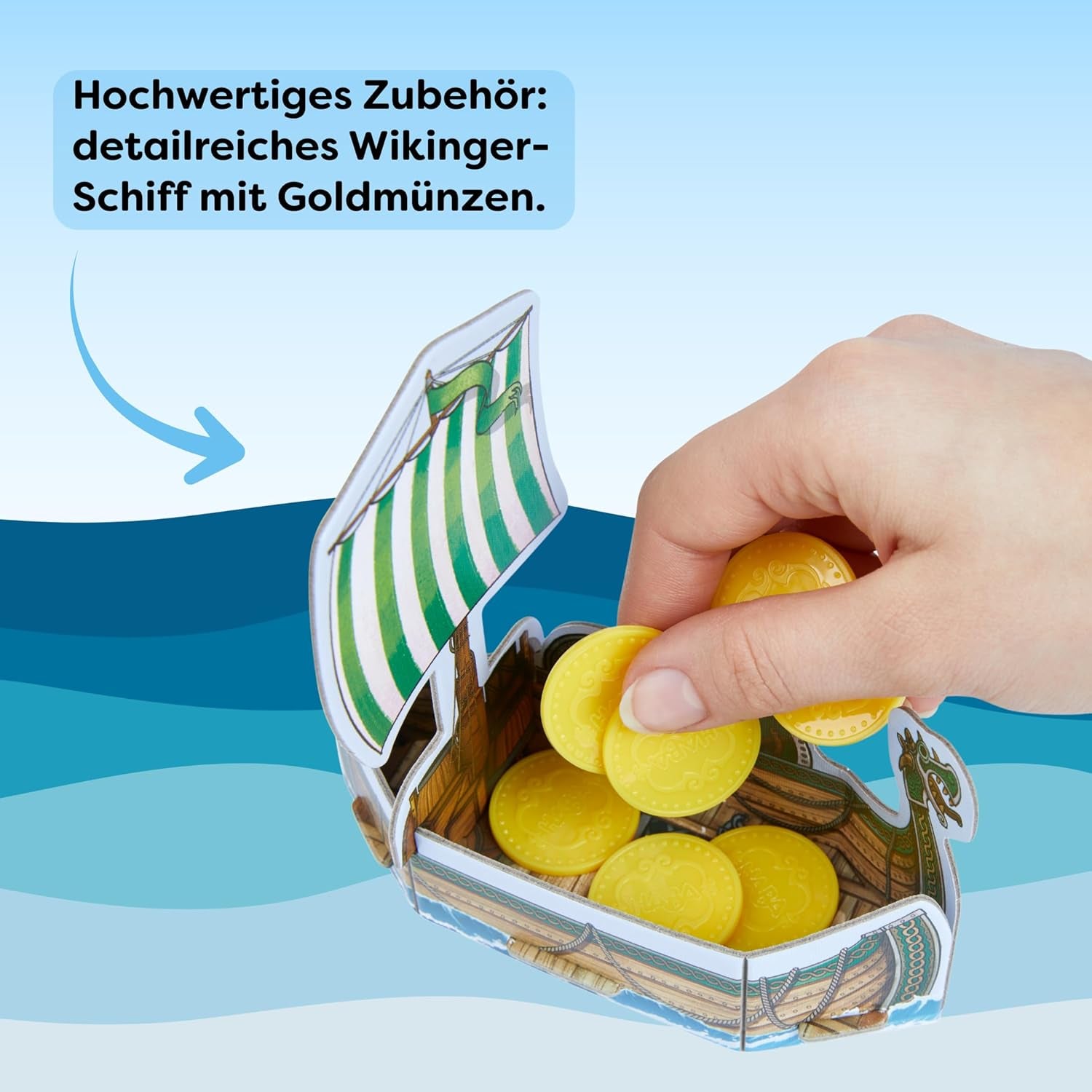 HABA Valley of the Vikings - Fast Dexterity Board Game Ages 6+ for 2-4 Players - XXL Game Board and 3D Viking Ships - Promotes Tactics and Courage - 1304697001