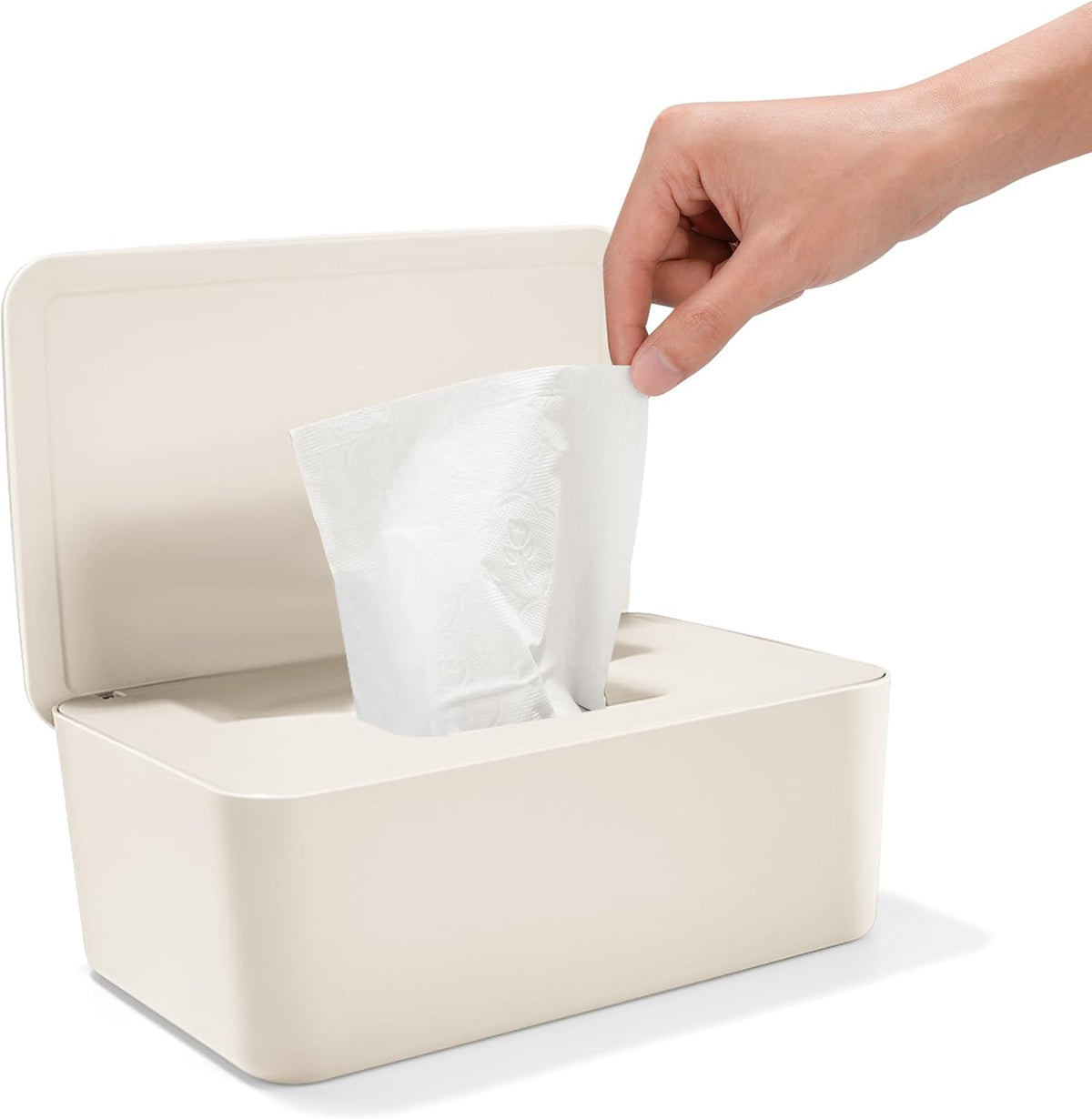 Wet Wipes Box with Lid, Wet Wipes Box, Baby Wet Wipes Dispenser, Waterproof and Sealed Storage Box, Wet Wipes Dispenser for Bathroom, Kitchen, White